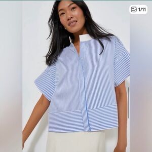 TUCKERNUCK Blue Stripe Sofia Shirt Women's size Medium
